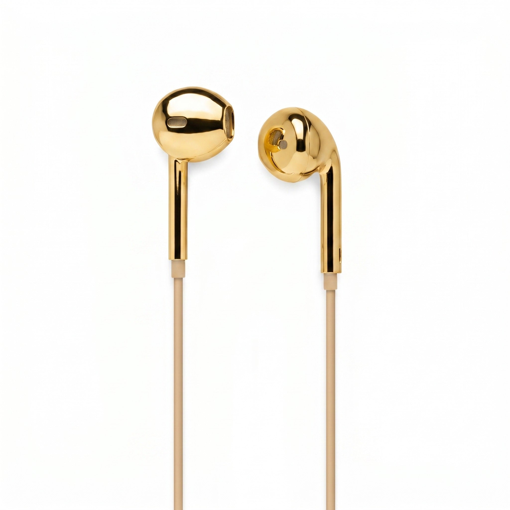 Gold chrome mirror wired earbuds