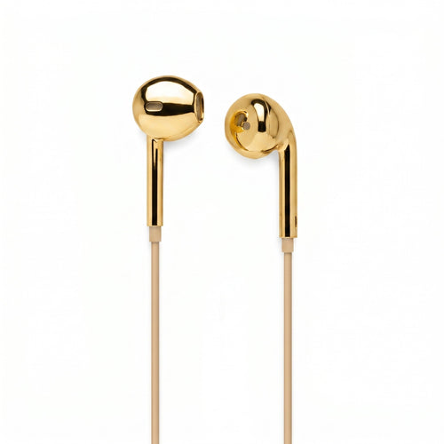 Gold chrome mirror wired earbuds