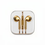 Gold chrome wired earbuds in carrying case